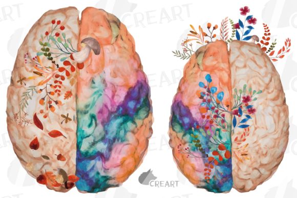 Blooming Autumn Brain Graphic for Print Templates & Crafting