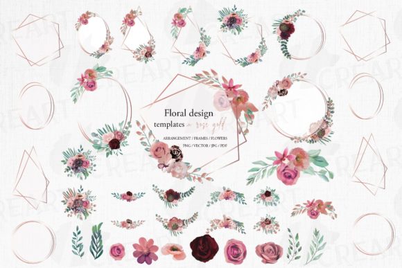 Burgundy Floral Graphics for Elegant Print Templates
