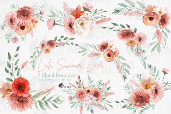 Coral Blush Florals: A Versatile Graphics Set for Print Templates
