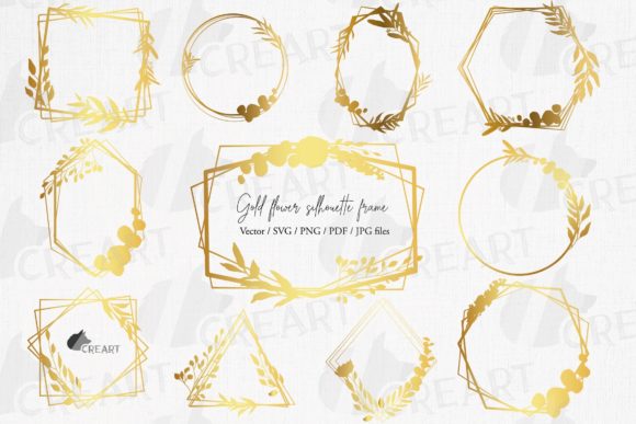 Golden Geometric Floral Frames: A Crafter's Review for Graphics & Print Templates