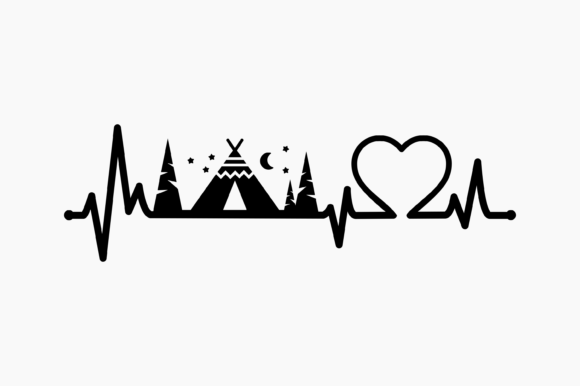 Happy Camping Tent Heartbeat: A Craft & Graphics Asset for Outdoor Romance
